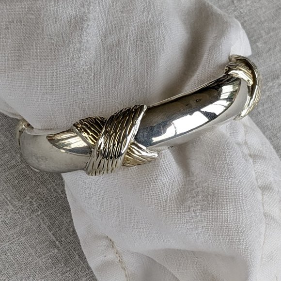 David Varsano 36g Big Electroform Bangle Bracelet, Sterling w Gold Vermeil - Picture 7 of 10